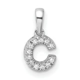 14k White Gold C Initial Pendant with Diamond Accent, Dainty Monogram Charm for Women