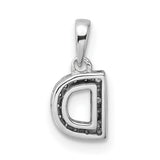 14k White Gold Letter D Pendant with Pavé Diamond Setting, Personalized Initial Charm