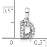 14k White Gold Letter D Pendant with Pavé Diamond Setting, Personalized Initial Charm