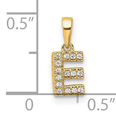 Diamond Letter E Initial with Bail Charm Pendant in Real 10k Yellow Gold