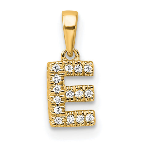 Diamond Letter E Initial with Bail Charm Pendant in Real 10k Yellow Gold