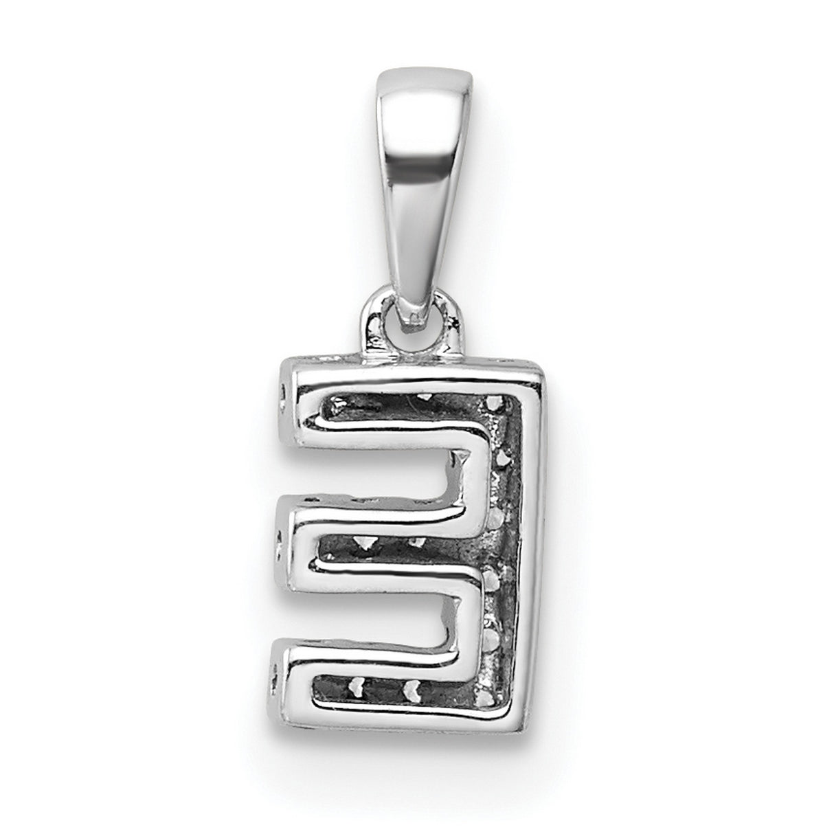 14k White Gold Diamond Letter E Pendant, Pavé Initial Charm for Women