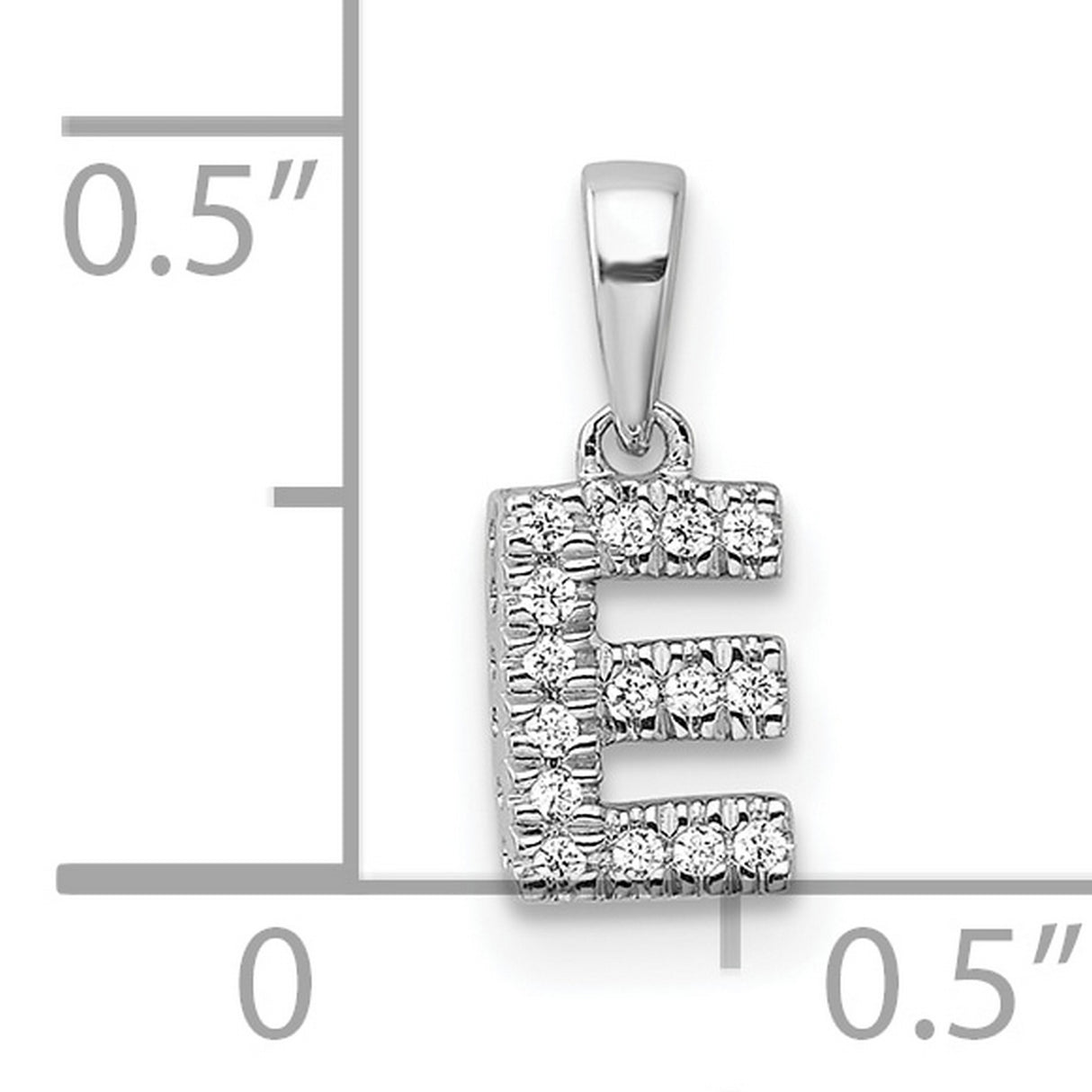 14k White Gold Diamond Letter E Pendant, Pavé Initial Charm for Women