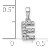 14k White Gold Diamond Letter E Pendant, Pavé Initial Charm for Women