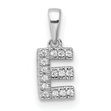 14k White Gold Diamond Letter E Pendant, Pavé Initial Charm for Women