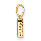 14k Yellow Gold Letter E Pendant with Round White Diamonds, Initial Charm for Women or Unisex