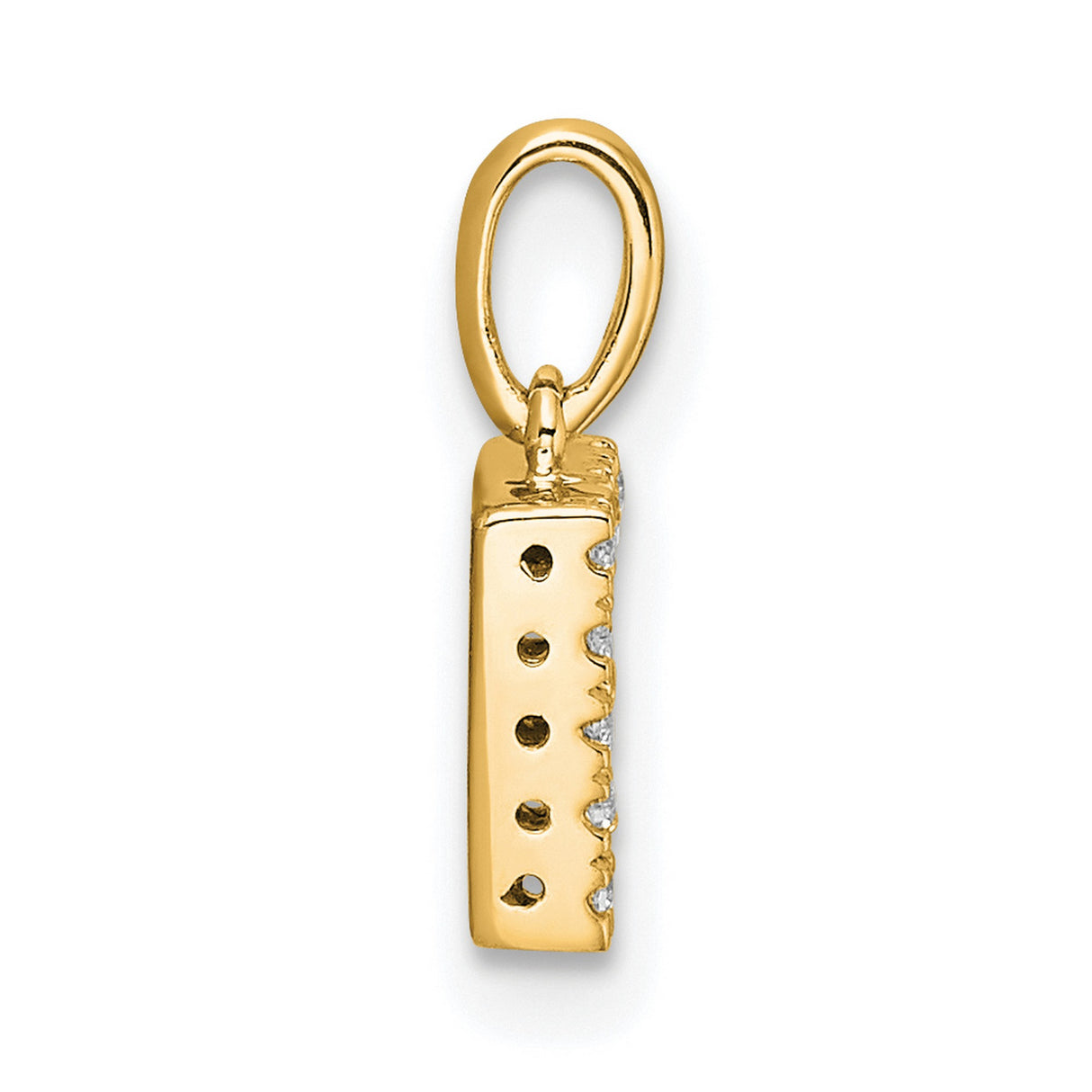 Diamond Letter F Initial with Bail Charm Pendant in Real 10k Yellow Gold