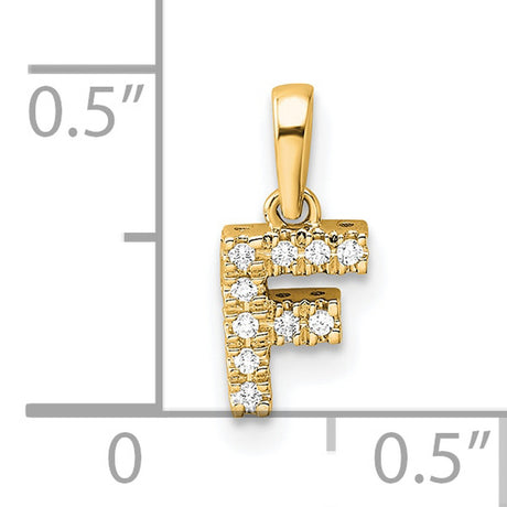 Diamond Letter F Initial with Bail Charm Pendant in Real 10k Yellow Gold