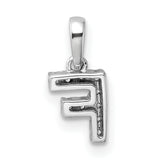 14k White Gold Initial F Pendant with Prong Set Round Diamonds, Block Letter Charm
