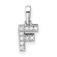 14k White Gold Initial F Pendant with Prong Set Round Diamonds, Block Letter Charm