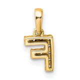 14k Yellow Gold Initial F Pendant with Sparkling White Stone Accent, Block Letter Charm for Women