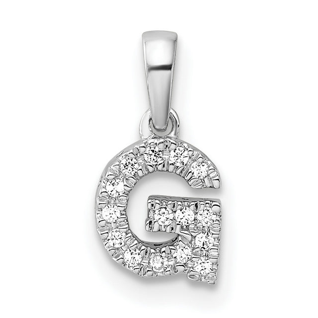 14k White Gold Letter G Pendant with Diamonds, Personalized Initial Charm for Women or Unisex Wear