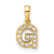 14k Yellow Gold Letter G Pendant with Pavé Diamond Accents, Initial Charm for Women