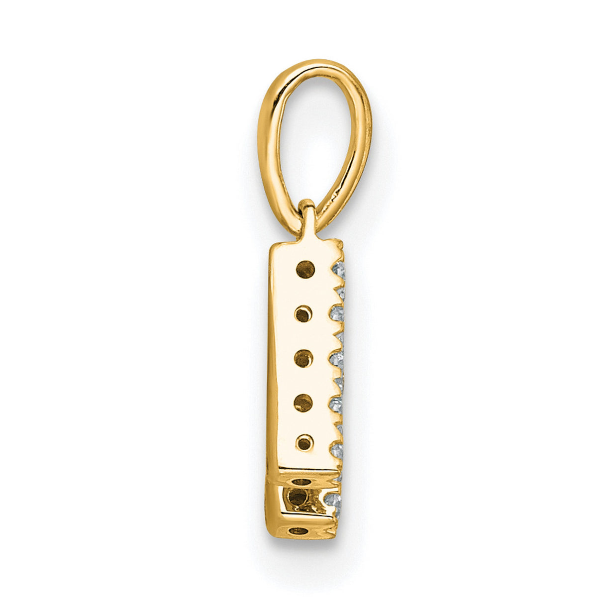 Diamond Letter H Initial with Bail Charm Pendant in Real 10k Yellow Gold