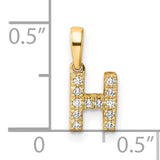 Diamond Letter H Initial with Bail Charm Pendant in Real 10k Yellow Gold