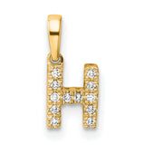 Diamond Letter H Initial with Bail Charm Pendant in Real 10k Yellow Gold