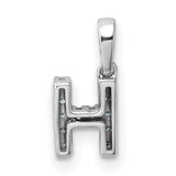 14k White Gold Diamond Initial H Pendant, Block Letter Monogram Charm for Women