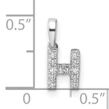 14k White Gold Diamond Initial H Pendant, Block Letter Monogram Charm for Women