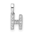 14k White Gold Diamond Initial H Pendant, Block Letter Monogram Charm for Women