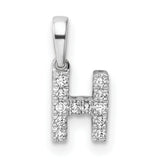 14k White Gold Diamond Initial H Pendant, Block Letter Monogram Charm for Women