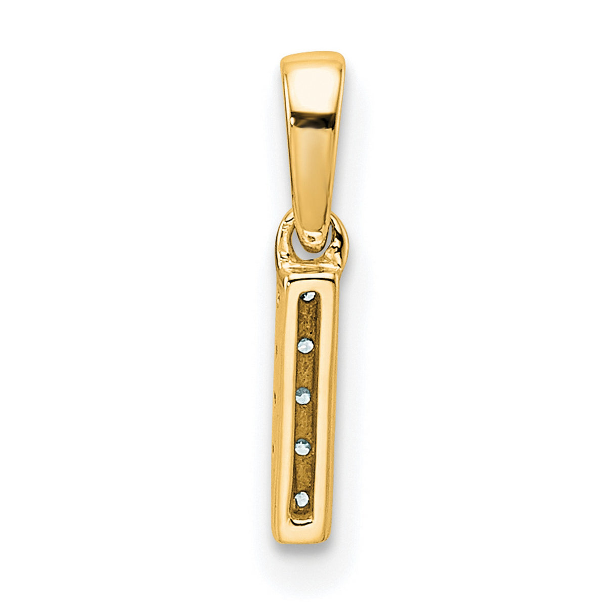 Diamond Letter I Initial with Bail Charm Pendant in Real 10k Yellow Gold