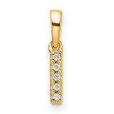 Diamond Letter I Initial with Bail Charm Pendant in Real 10k Yellow Gold