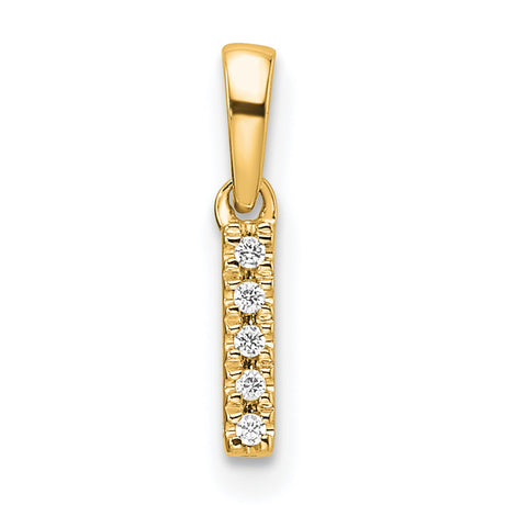 Diamond Letter I Initial with Bail Charm Pendant in Real 10k Yellow Gold