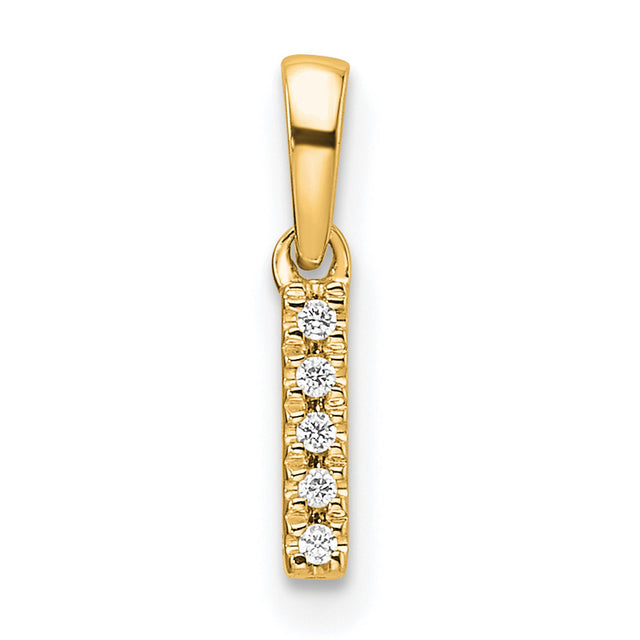 Diamond Letter I Initial with Bail Charm Pendant in Real 10k Yellow Gold