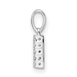 14k White Gold Vertical Bar Pendant with Row of Small Round Diamonds, Minimalist Design