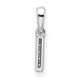 14k White Gold Vertical Bar Pendant with Row of Small Round Diamonds, Minimalist Design