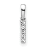 14k White Gold Vertical Bar Pendant with Row of Small Round Diamonds, Minimalist Design