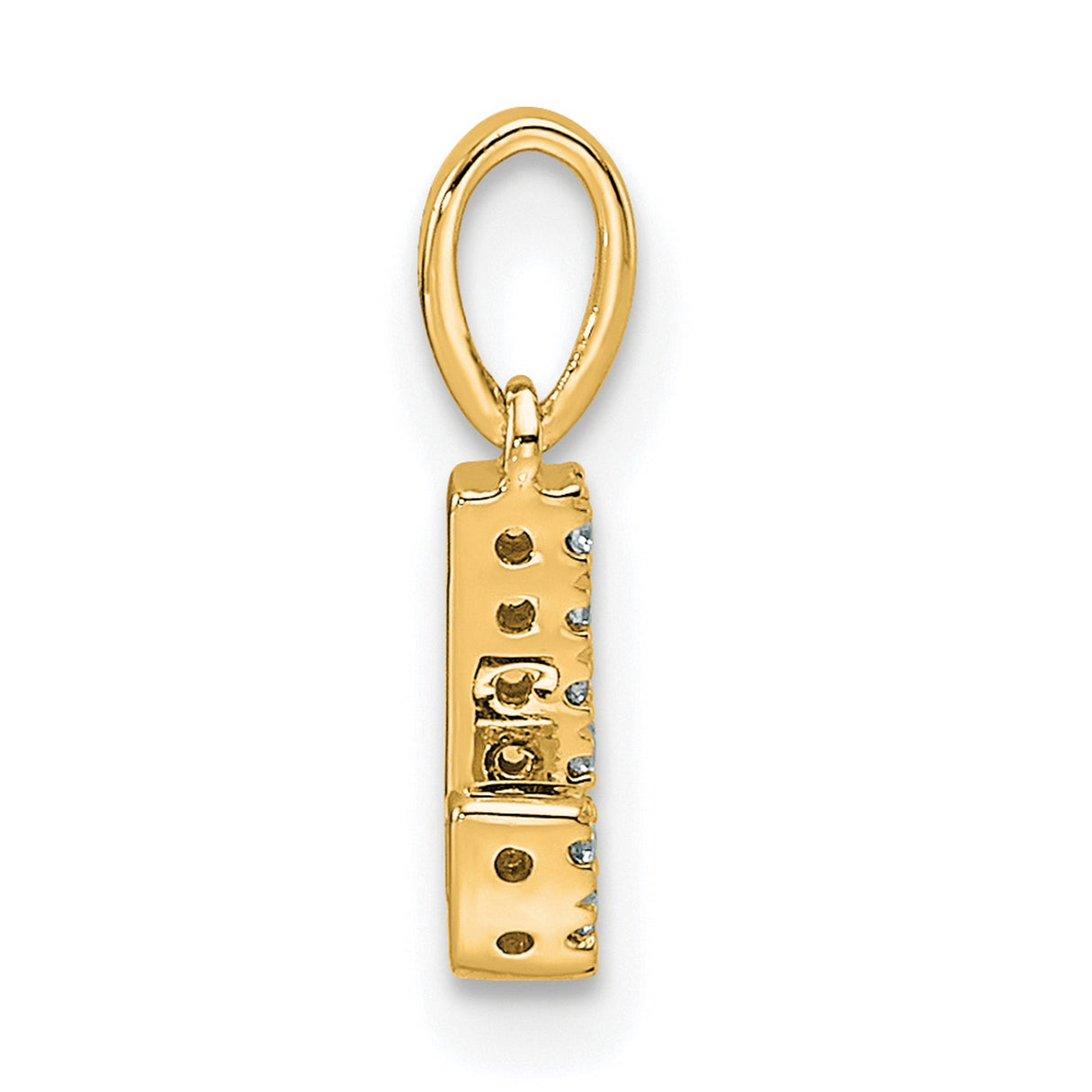 Diamond Letter J Initial with Bail Charm Pendant in Real 10k Yellow Gold