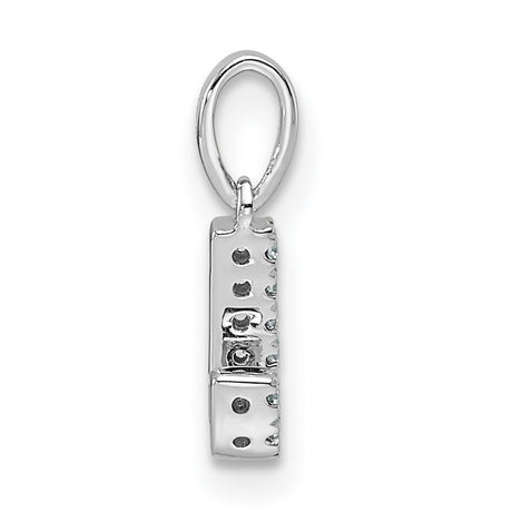 14k White Gold Diamond Letter J Pendant, Pavé Set Initial Charm for Women