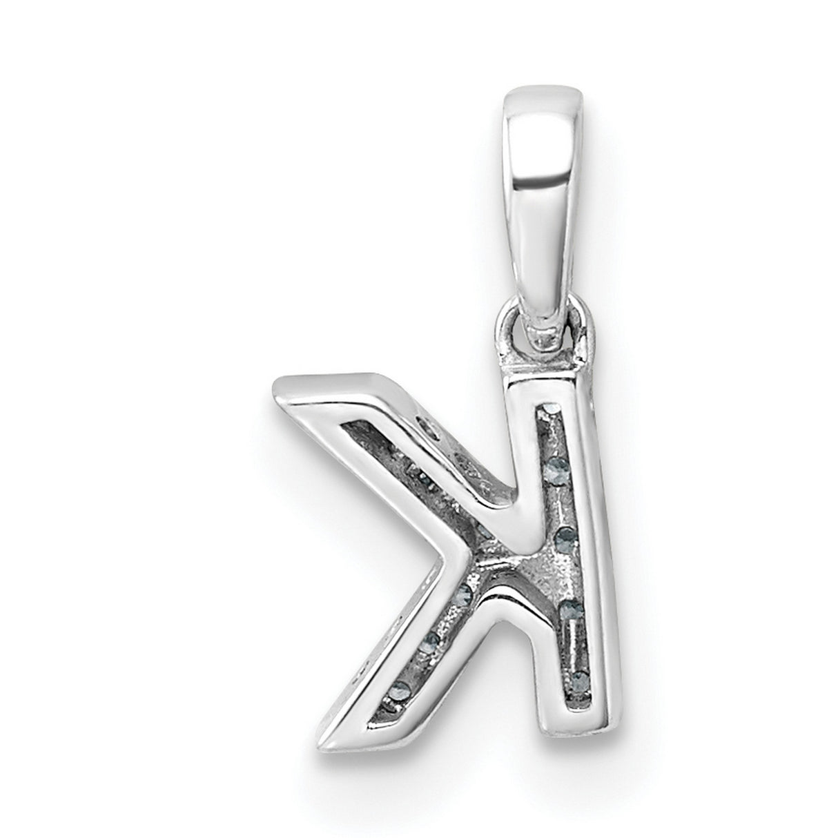 14k White Gold Initial Pendant with Diamond Accents, Script Letter K Charm for Women