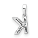 14k White Gold Initial Pendant with Diamond Accents, Script Letter K Charm for Women