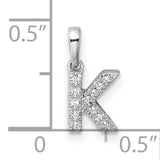 14k White Gold Initial Pendant with Diamond Accents, Script Letter K Charm for Women