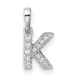 14k White Gold Initial Pendant with Diamond Accents, Script Letter K Charm for Women