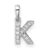14k White Gold Initial Pendant with Diamond Accents, Script Letter K Charm for Women