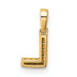 Diamond Letter L Initial with Bail Charm Pendant in Real 10k Yellow Gold