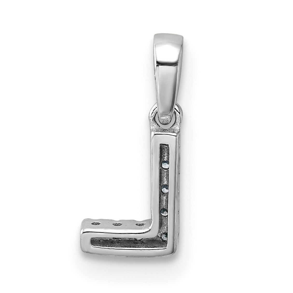 14k White Gold Diamond L Initial Pendant, Prong-Set Alphabet Charm for Women