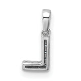 14k White Gold Diamond L Initial Pendant, Prong-Set Alphabet Charm for Women