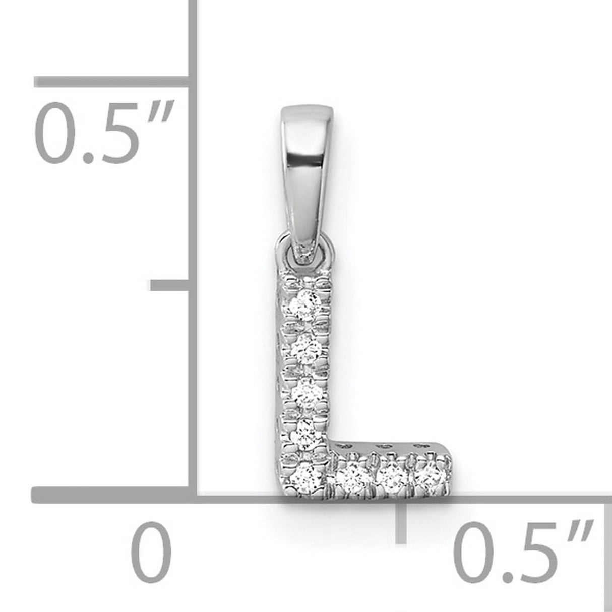 14k White Gold Diamond L Initial Pendant, Prong-Set Alphabet Charm for Women