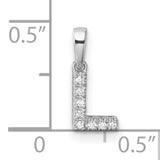 14k White Gold Diamond L Initial Pendant, Prong-Set Alphabet Charm for Women