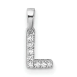 14k White Gold Diamond L Initial Pendant, Prong-Set Alphabet Charm for Women