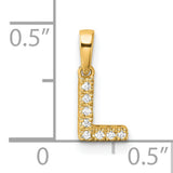 14k Yellow Gold Initial Pendant with White Diamond Accents, Block Letter L Charm