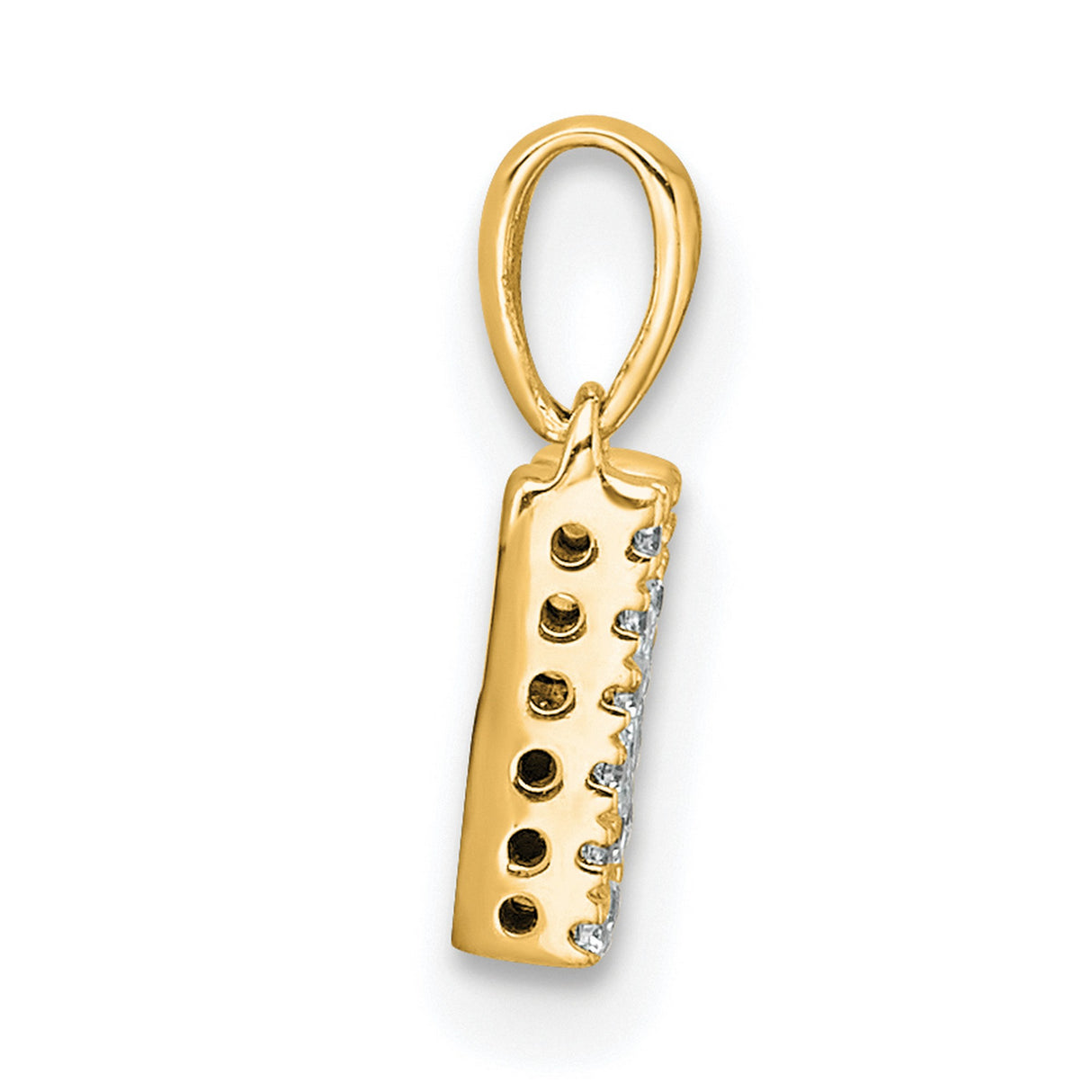 Diamond Letter M Initial with Bail Charm Pendant in Real 10k Yellow Gold