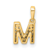 Diamond Letter M Initial with Bail Charm Pendant in Real 10k Yellow Gold