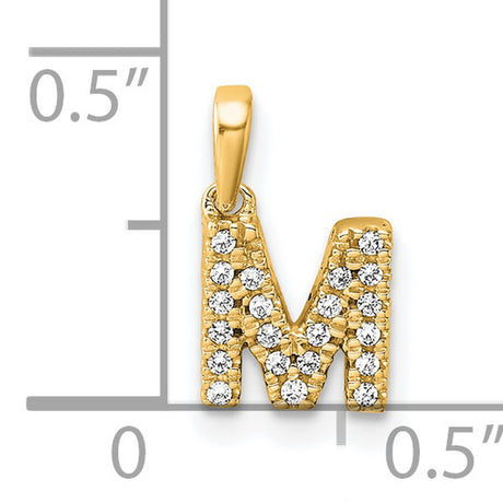 Diamond Letter M Initial with Bail Charm Pendant in Real 10k Yellow Gold