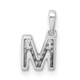 14k White Gold Diamond Initial M Pendant, Block Letter Monogram Charm for Women