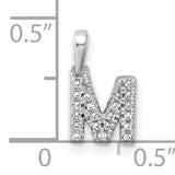 14k White Gold Diamond Initial M Pendant, Block Letter Monogram Charm for Women